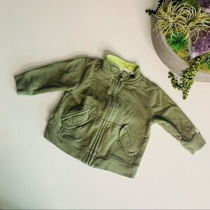 Janie & Jack green cargo cotton zip up sweatshirt jacket infant clothes baby